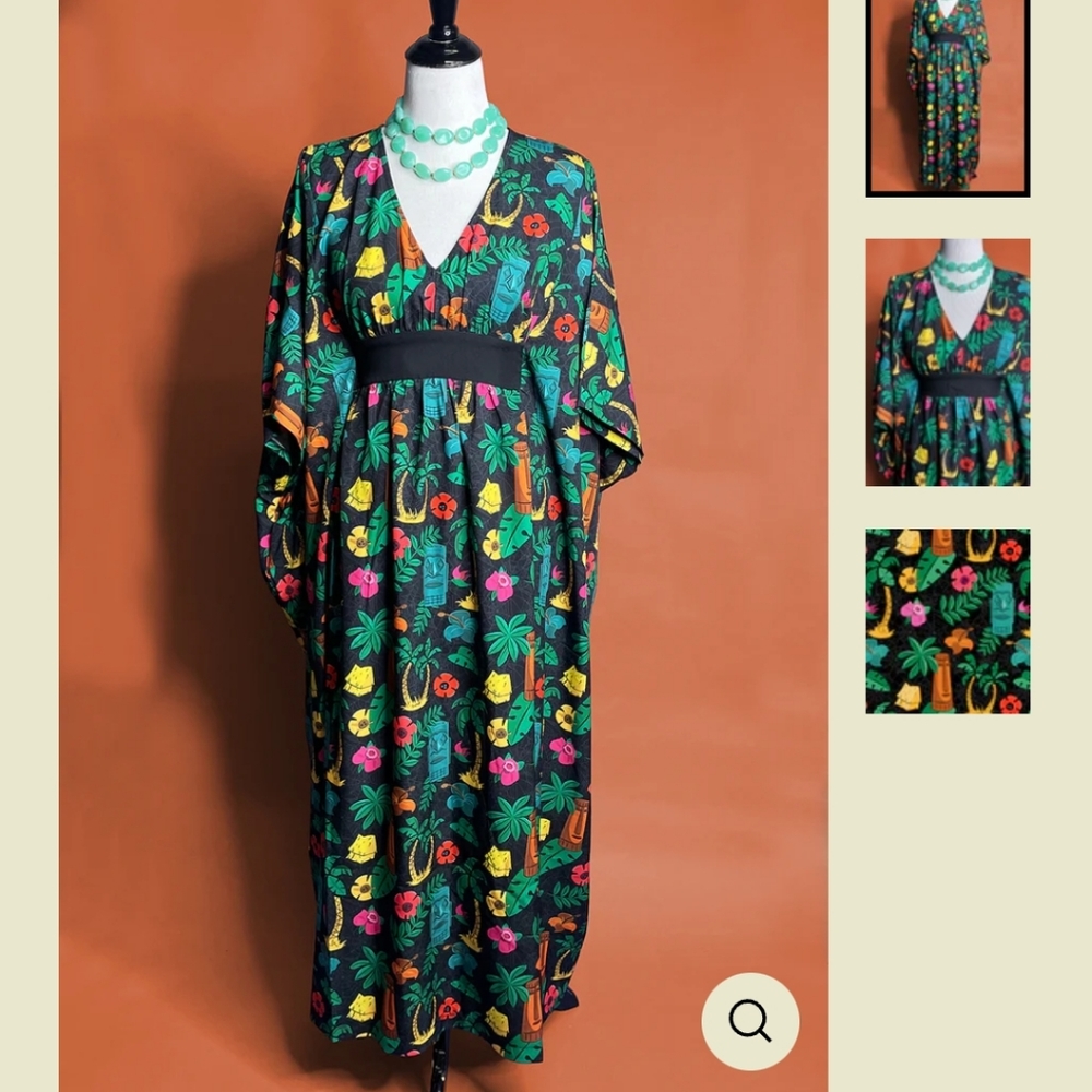 Oblong Box Shop Tiki Noir Caftan Plus